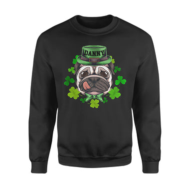Personalized St. Patrick Gift Idea - Portrait Bulldog With Clover - Standard Crew Neck Sweatshirt